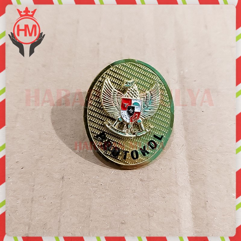 Lencana Model Oval Protokol Garuda Pin Protokol Model Kuningan Cor - HM