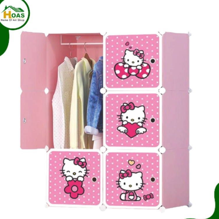 Deals Hoas Lemari Pakaian Rakit Plastik Anak 6 Pintu Lemari Portable Rak Baju Gantungan