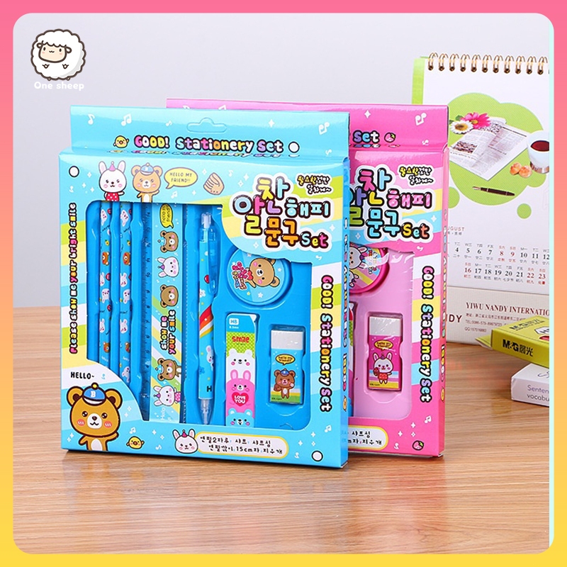

Alat Tulis Set 8in1 Karakter Stationery Kids / Paket Alat Tulis Anak TK / Set School Supplies for Child Writing Gift Eraser Ruler J281