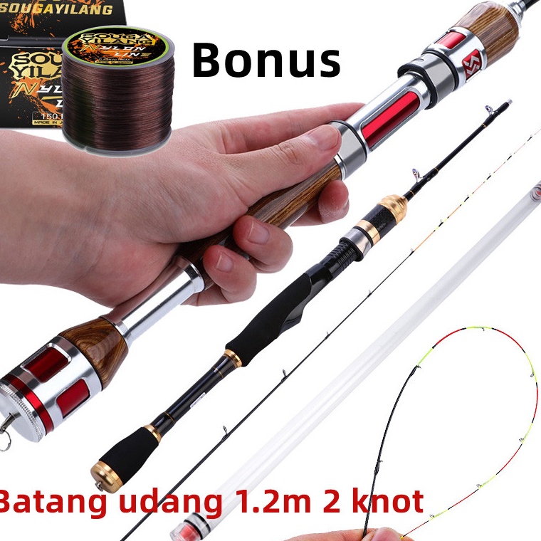 SALE Sougayilang joran pancing udang 12m 2 bagian gagang pancing kayu EVA Menangani joran pancing ca