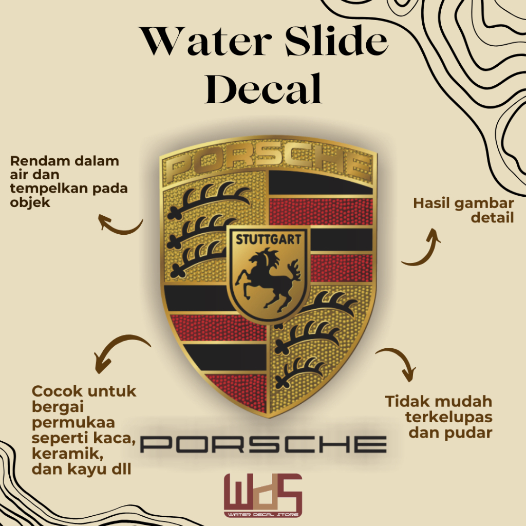 

WATER SLIDE DECAL PORSCHE / DECAL AIR / STIKER AIR / MERCHANDISE