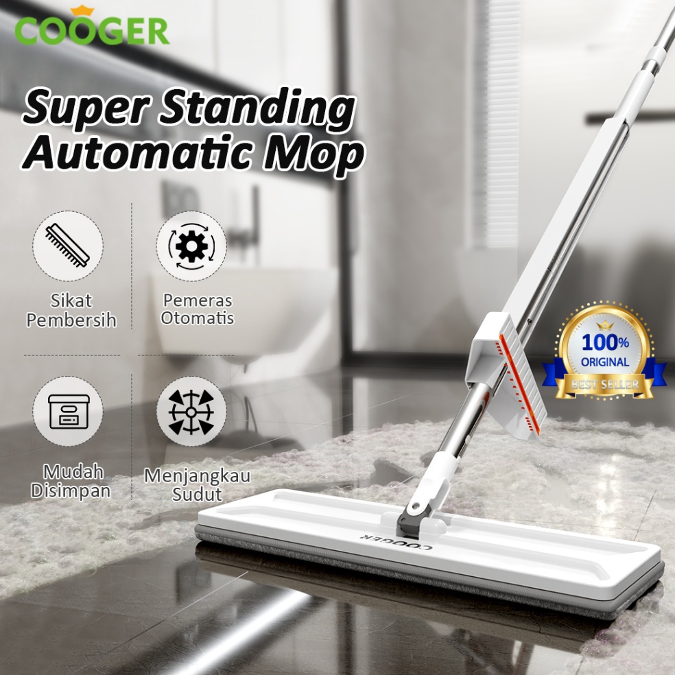 Paling Bagus COOGER Alat Pel Peras Otomatis Dengan Pel Lantai Super Dapat Berdiri Dengan Kain Pel Mi