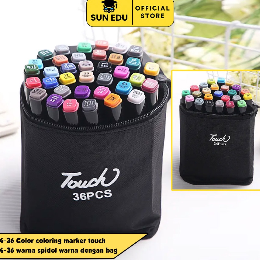 

2436 Color coloring marker touch 2436 warna spidol warna dengan bag Market set dual head KODE T4G9