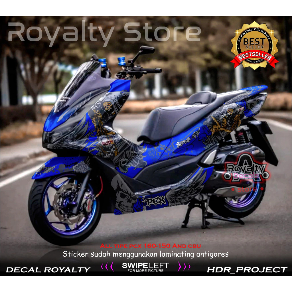 DECAL HONDA PCX 160 FULL BODY BISA JUGA UNTUK PCX 150 FULL BODY MOTIF DEVIL CRY STIKER PELINDUNG BOD