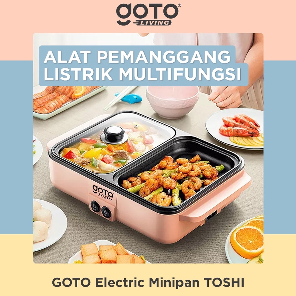 Ready Goto Toshi Minipan Electric Hotpot Alat Panggangan Grill Pan BBQ 2in1