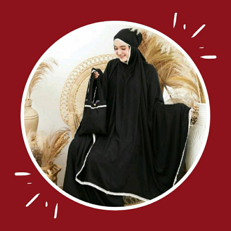 Mukena jumbo hitam katun rayon