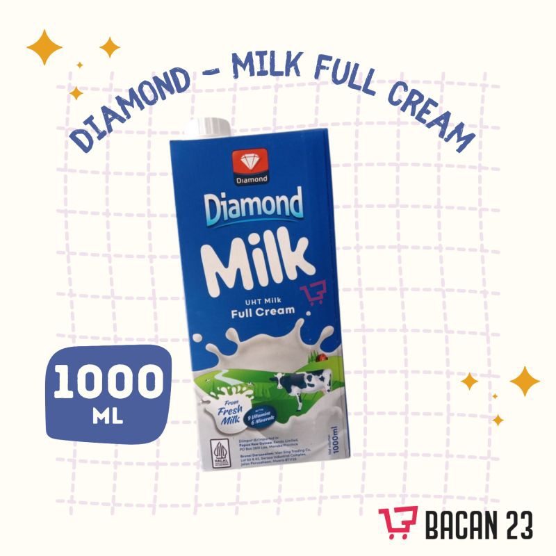 

Diamond Milk Fullcream (1Liter) / Susu UHT Full Cream Plain / Bacan 23 - Bacan23