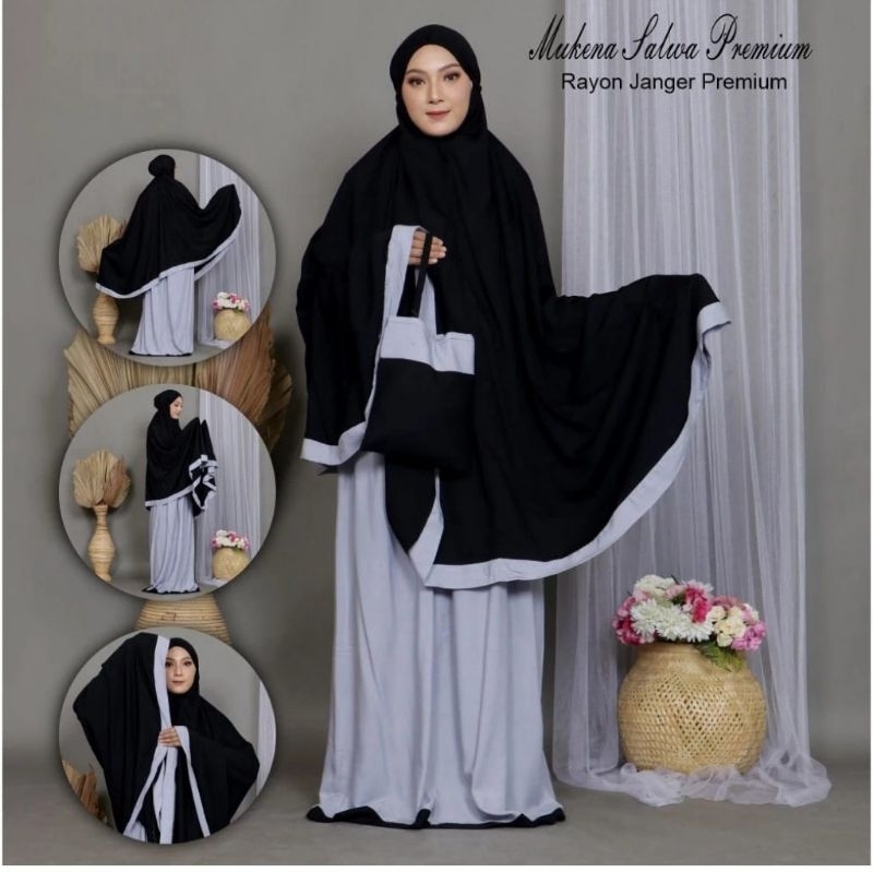 Mukena Salwa Kombinasi Polos Super Jumbo