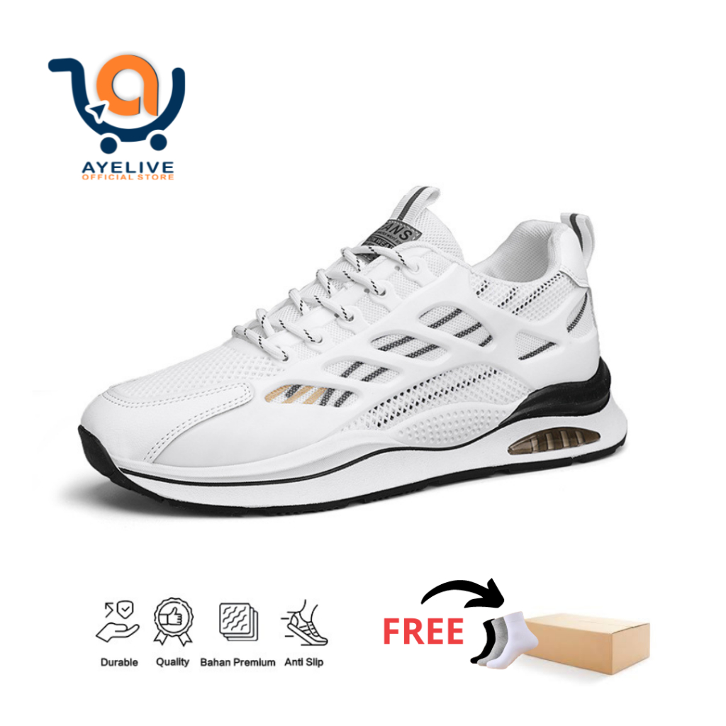 Sepatu Sneakers Running Pria Premium White Series Sepatu Joging Outdoor Trendy Hight Quality VOLANS 