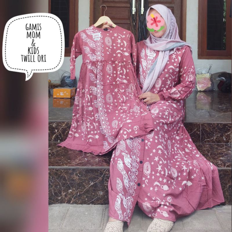 Couple Gamis twill Ori Anak Ibu Model Terbaru Kekinian