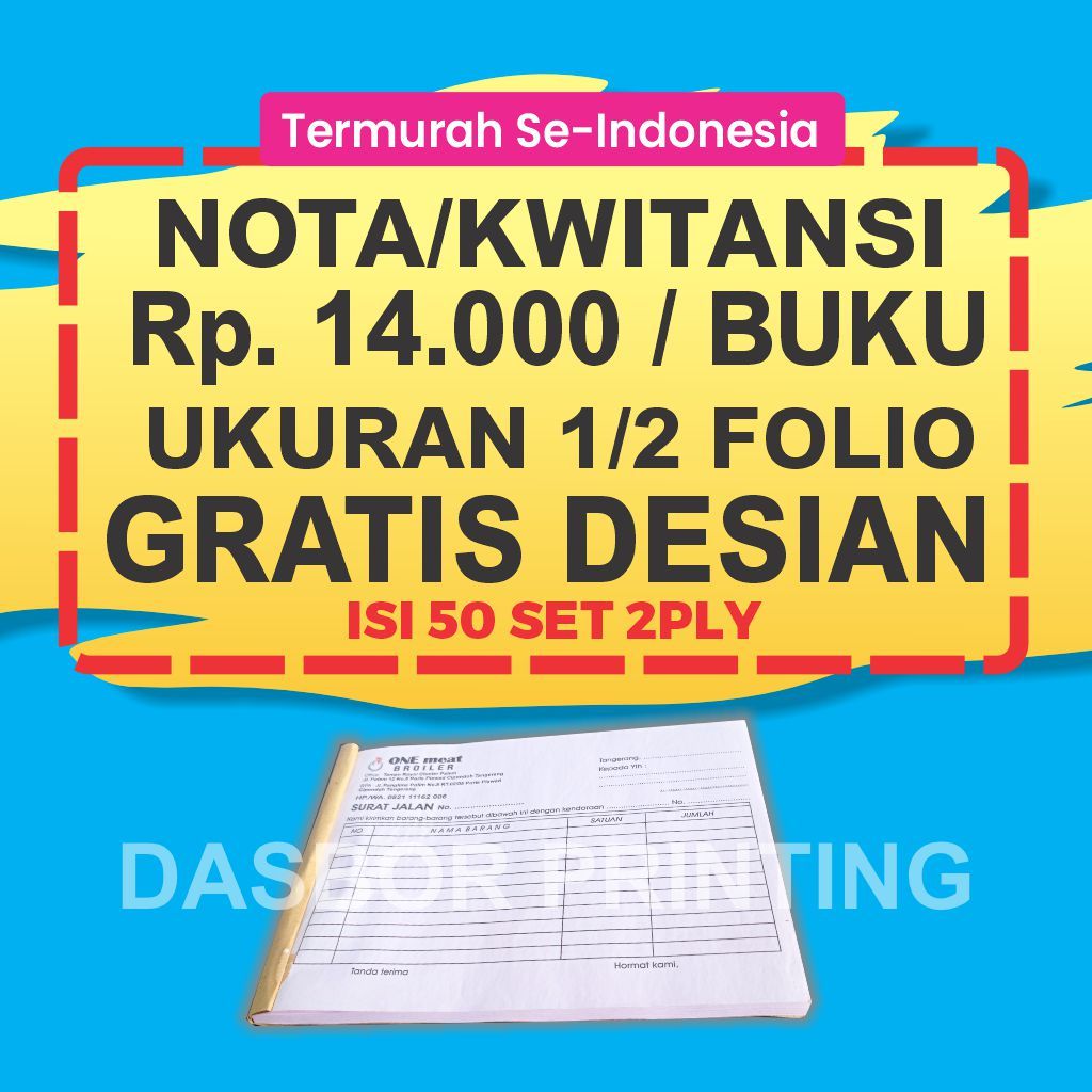 

NOTA/KWITANSI/INVOICE/SURAT JALAN 1/2 FOLIO