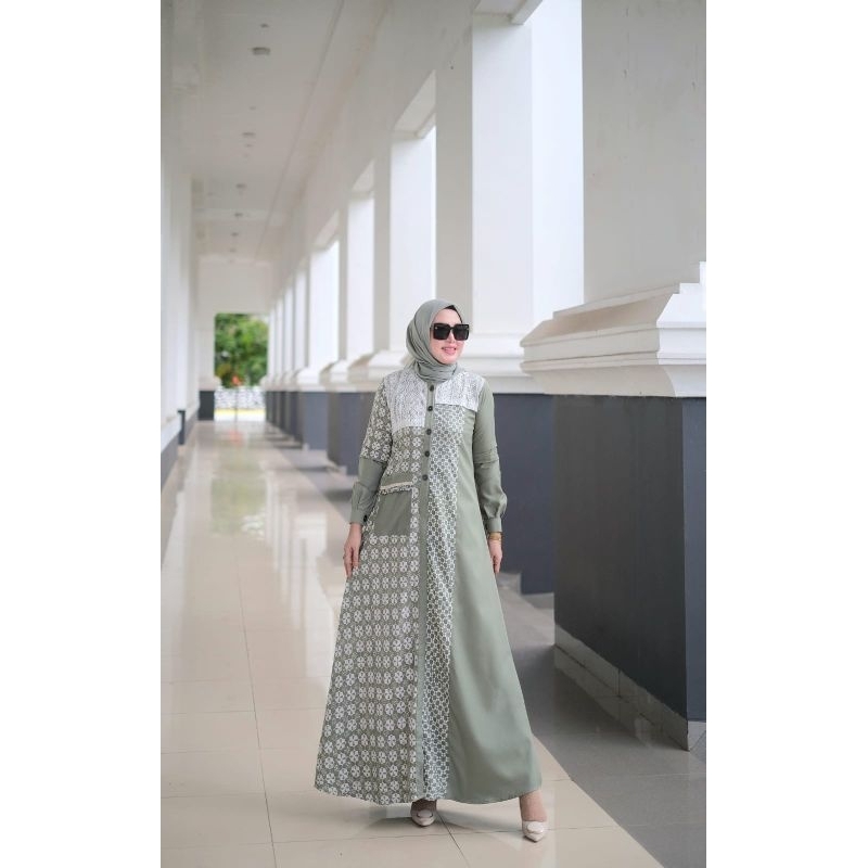 PITALOKA ORIGINAL by U2C Gamis Batik Sage Maxy Dress READY RGS