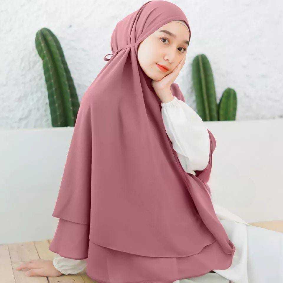 khimar syari 2 layer ceruty / khimar kayla 2 layer /  hijab khimar syari / jilbab khimar syari / ker