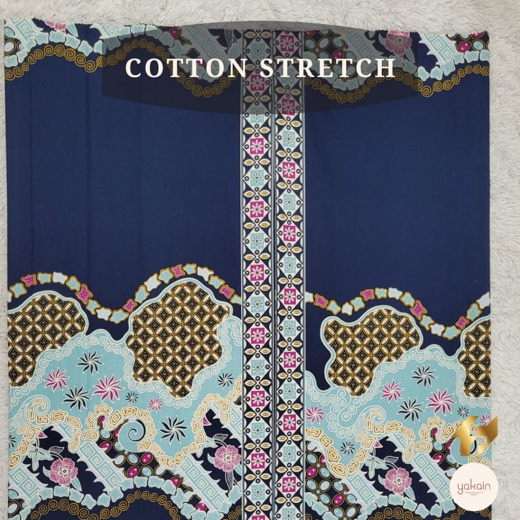 Kain Batik Katun / Cotton Stretch FAMAS - Batik Susun Paradise Navy