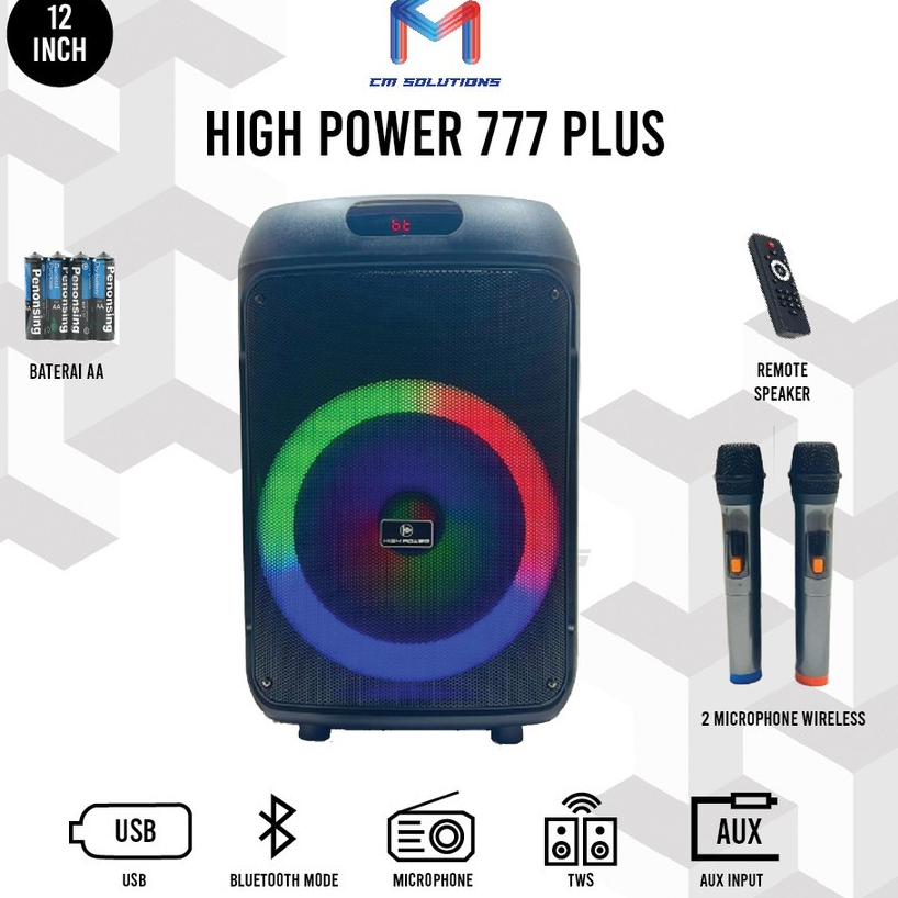 High Power 777 Plus Speaker Portable Bluetooth  Original 12 inch