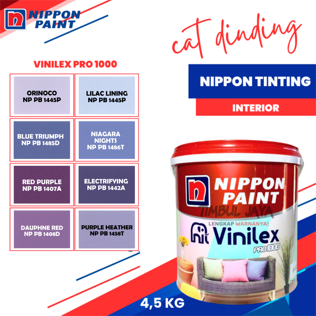 VINILEX Pro1000 4,5Kg Cat Tembok Nippon Paint Interior Dalam Ruangan Warna UNGU / Cat Nippon Paint V