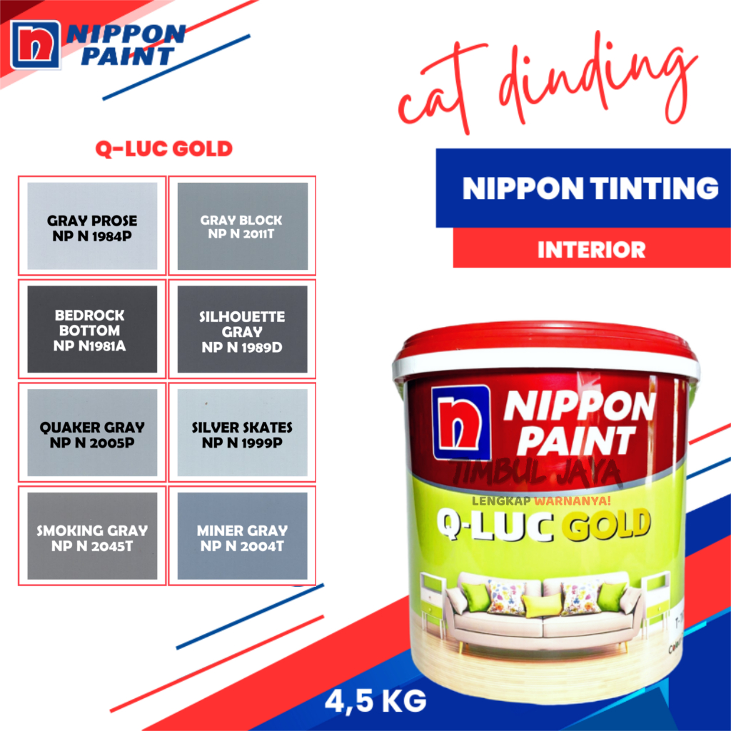 Cat Tembok NIPPON QLUC GOLD 4,5Kg ABU ABU / qluc nippon paint / cat qluq / cat tembok qilux cat qilu