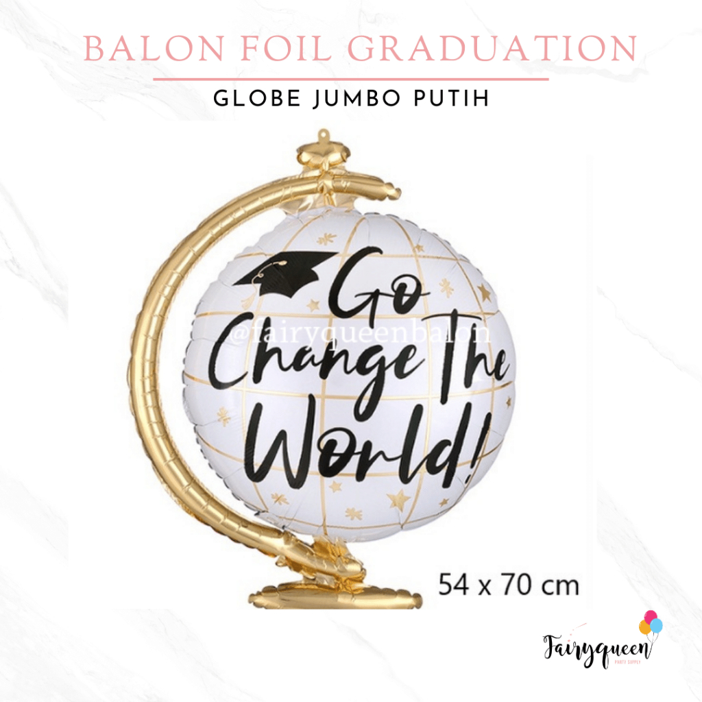 BALON GRADUATION / GLOBE PUTIH jumbo