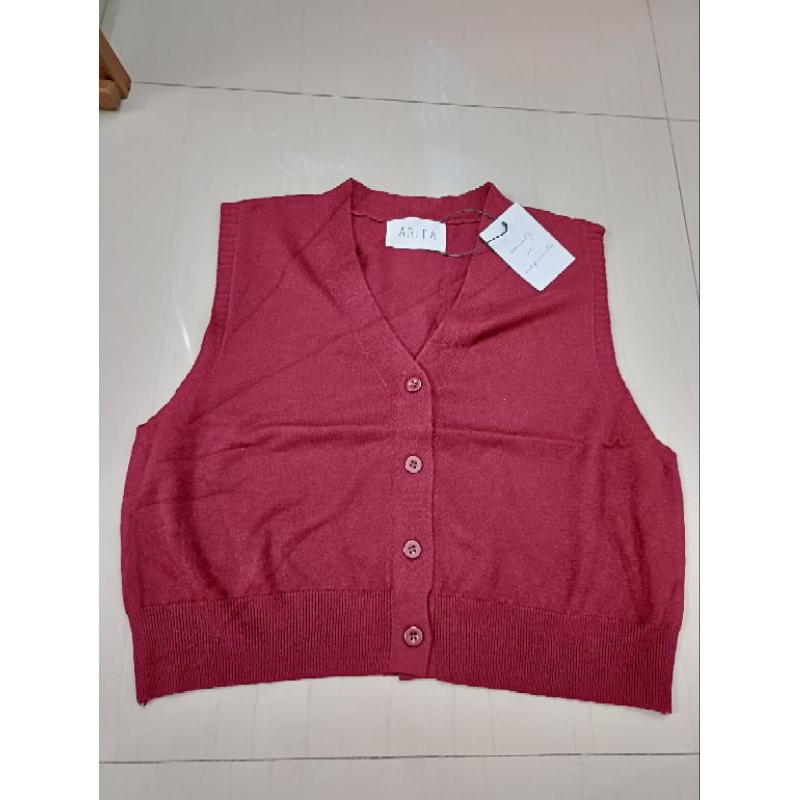 Arita Vest knit merah (merk Arita ori Bangkok) pakaian / atasan wanita knit halus