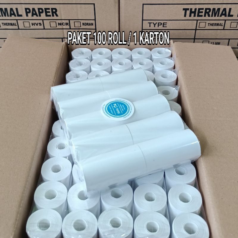 

KERTAS STRUK THERMAL 58x30/57x30mm -EDC/Kertas Printer Bluetooth -Paket 100 Roll/ 1 Karton