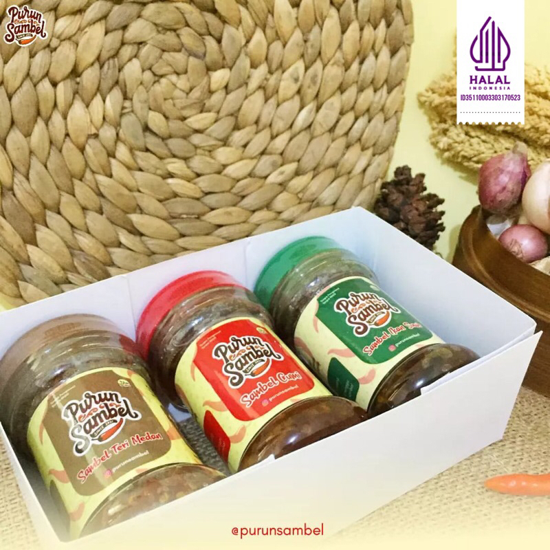

Purun Sambel Hampers Makanan Paket Sambel 3 Varian Paket Hampers Sambal Kemasan 145 gr Sambal Cumi Sambel Teri Medan Sambal Ikan Suir Sambal Cakalang Sambal Cumi Sambal Teri Medan Sambal Ikan Suir Sambal Cakalang Sambal Kemasan Sa