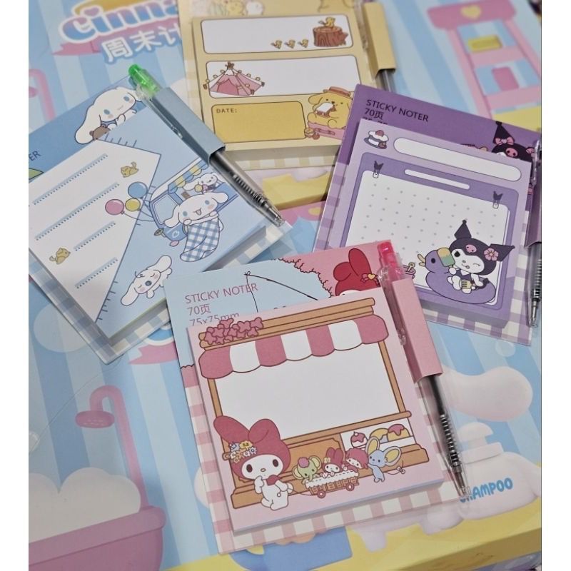 

Ay00! Sticky Note Mini + Pen Lucu 0380 Kuromi Cinnamoroll My Melody Pompompurin