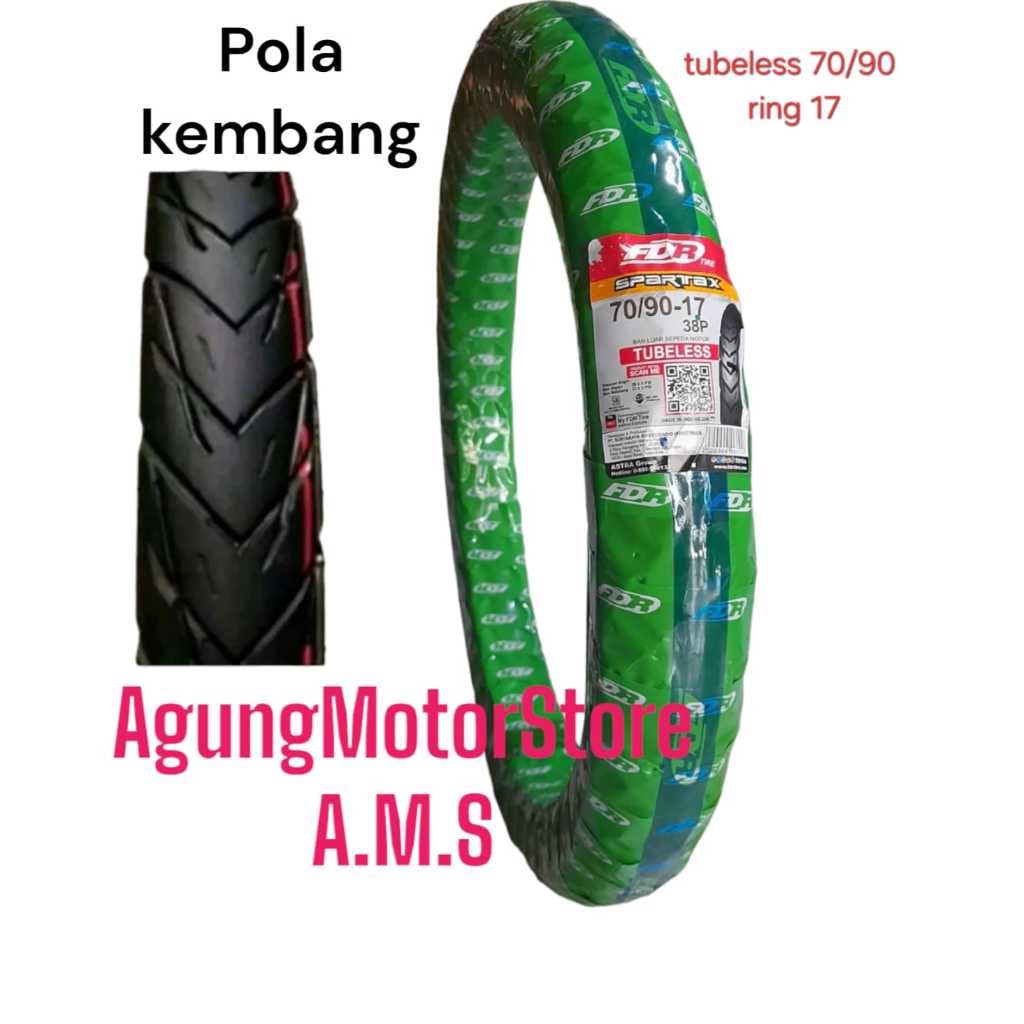BAN LUAR TUBELESS FDR SPARTAX 70/90 RING 17 ORIGINAL 100%