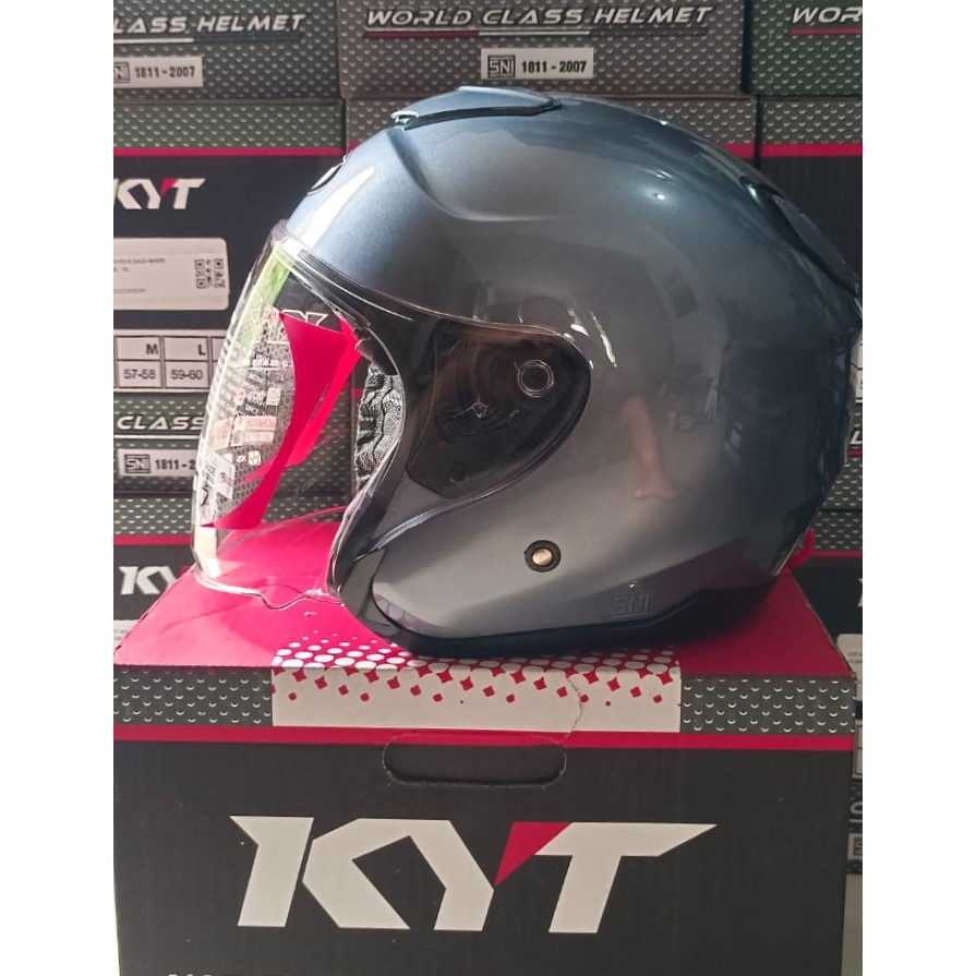 Helm KYT KYOTO R GREY GLOSS ORIGINAL KYT ABU GLOSSY