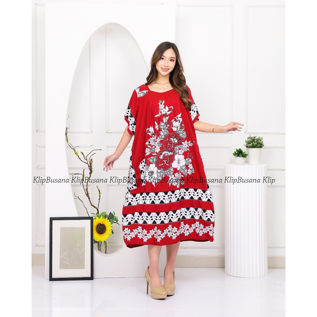 Baju Daster Dress Kimono Piyama ELINA Busui Kancing Depan Dada Tidur Remaja Wanita Busui Bumil Motif