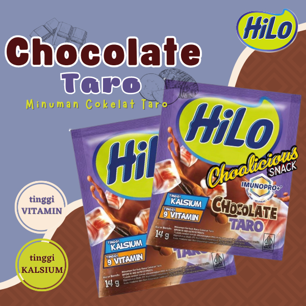 

HiLo Chocolate Taro Minuman Bubuk Instan Rasa Cokelat Taro Sachet Ecer @14gram