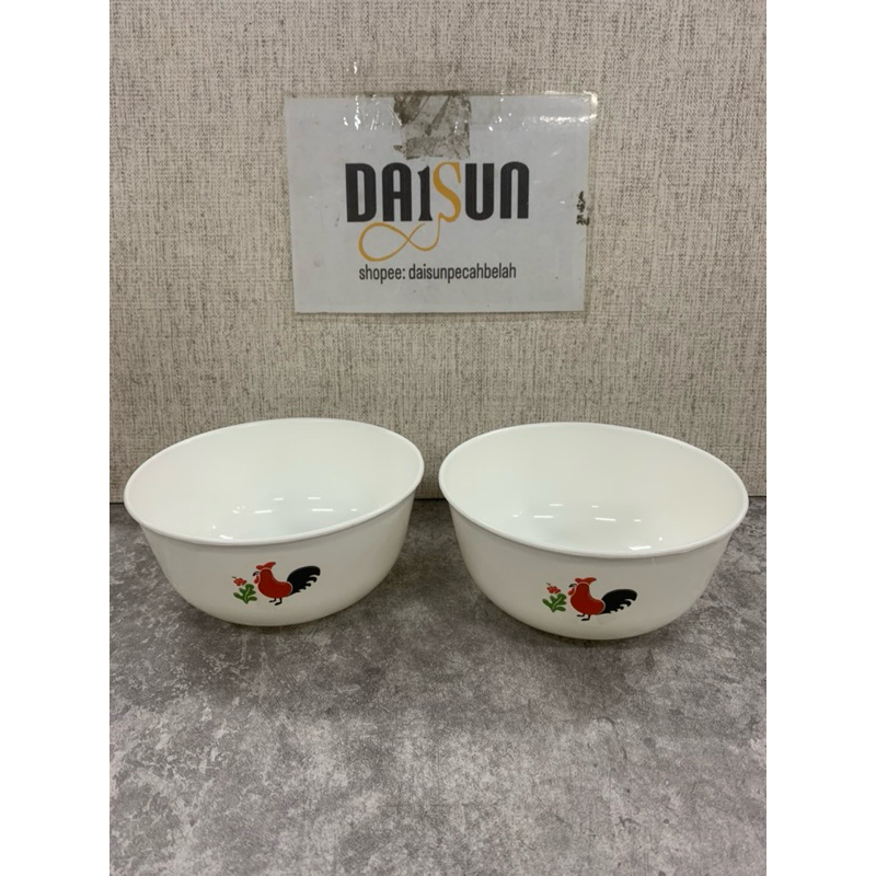 MANGKOK PLASTIK BESAR MANGKOK MOTIF AYAM JAGO PUTIH DS3319