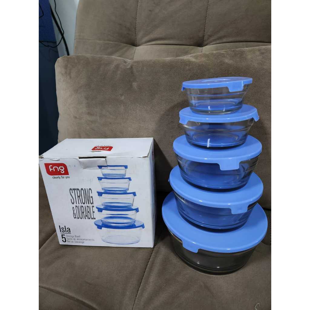 MANGKOK SET KACA + TUTUP / MANGKOK KACA BERANAK 5 ukuran Per Set