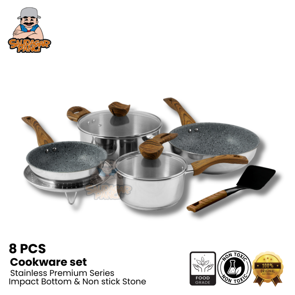 Supra Panci Set 8 Pcs Stainless Steel Premium Series