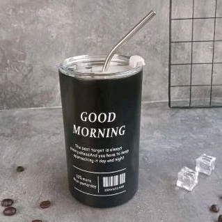 GOOD MORNING • TUMBLER COFFEE AMERICANO CUP STAINLESS STEEL 600 ML FREE SEDOTAN / TUMBLER