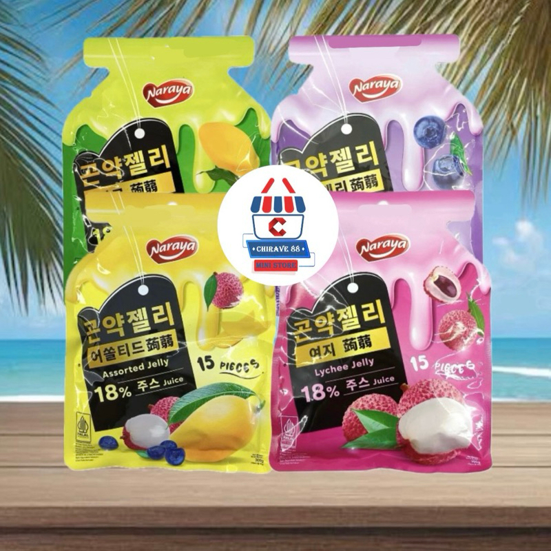 

Naraya Konnyaku Konjac Jelly - Assorted Jelly - Lychee Jelly - Mango Jelly - Blueberry Jelly 300g