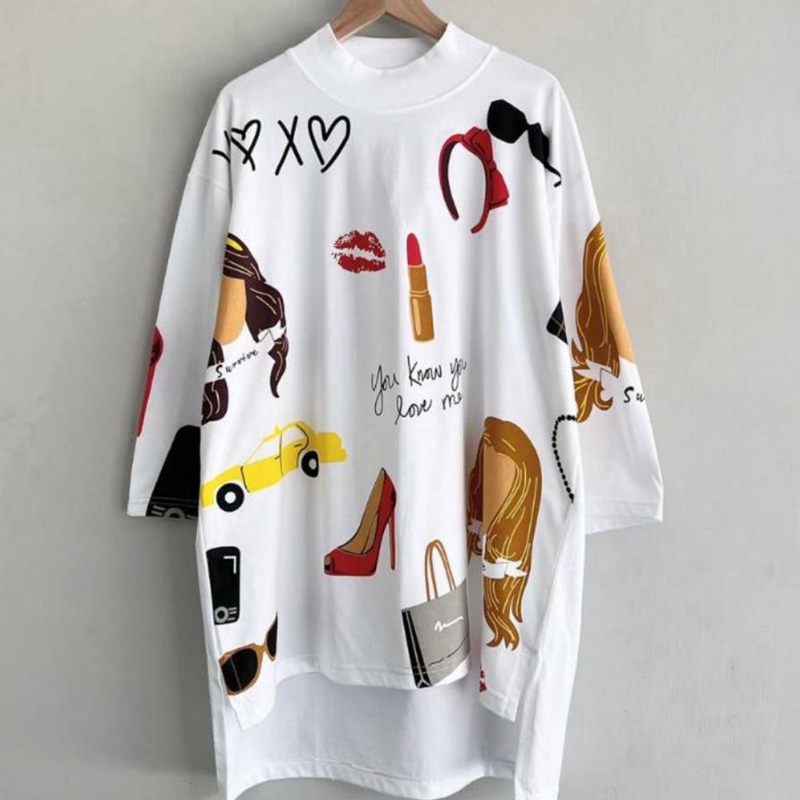 GROSIR KAOS TUNIK ATASAN OVERSIZE WANITA TERBARUTELARISKEKINIAN