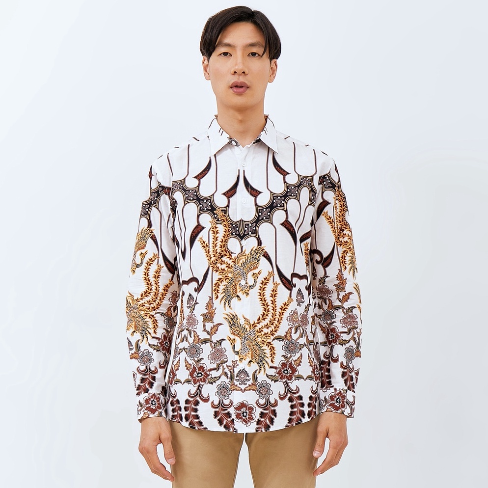 Ready M231 Kemeja Pria Batik Panjang Putih 2634A