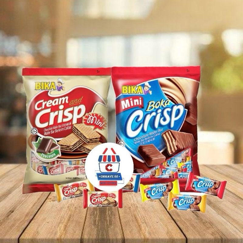 

Bika Boka Cream and Crisp Chocolate Wafer Bar Mini - Wafer Bar Berkrim Coklat 90g