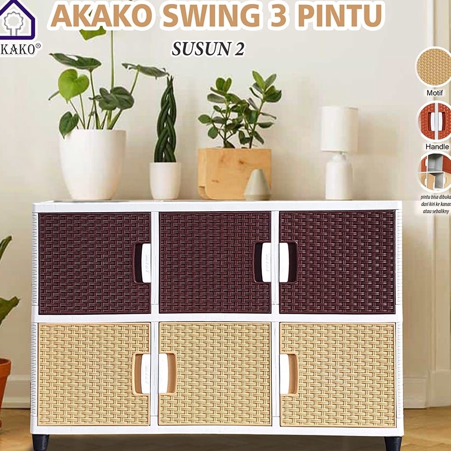 Serba baru LEMARI AKAKO SWING 3 PINTU LEMARI PLASTIK MULTIFUNGSI LEMARI TRIPLE SWING RAK TV MULTIFUN