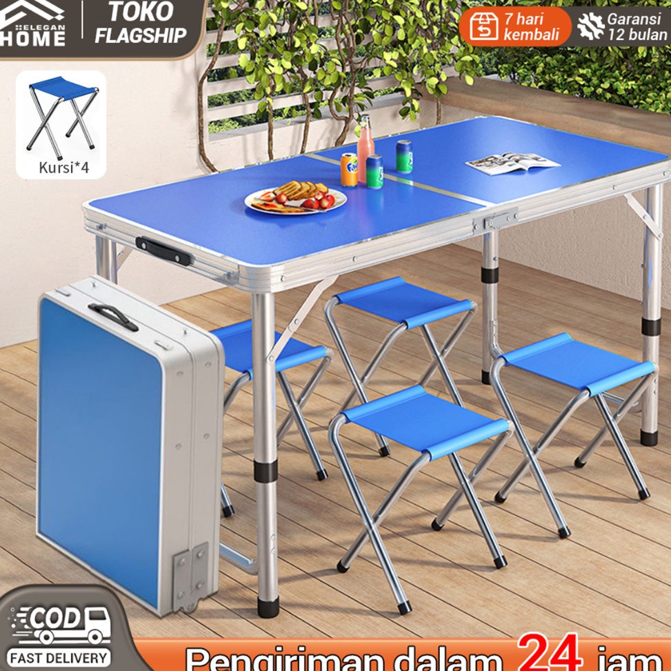 Special Pr Elegan Home Meja Lipat Koper 4 Kursi Meja Lipat Meja Koper Aluminium meja Portable Kaki