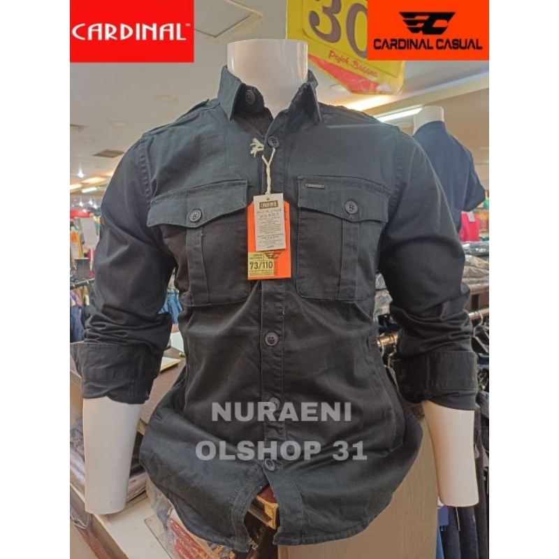 CARDINAL CASUAL KEMEJA JAKET HITAM REGULER PRIA TERBARU
