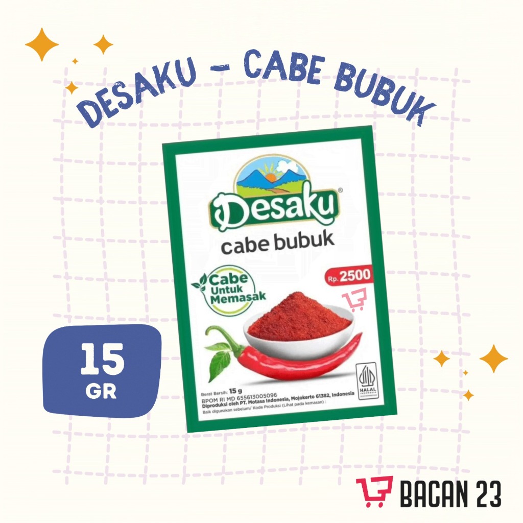 

Cabe Bubuk Desaku (15 Gr) - Cabe Untuk Memasak / Cabe Masakan / Bumbu Dapur