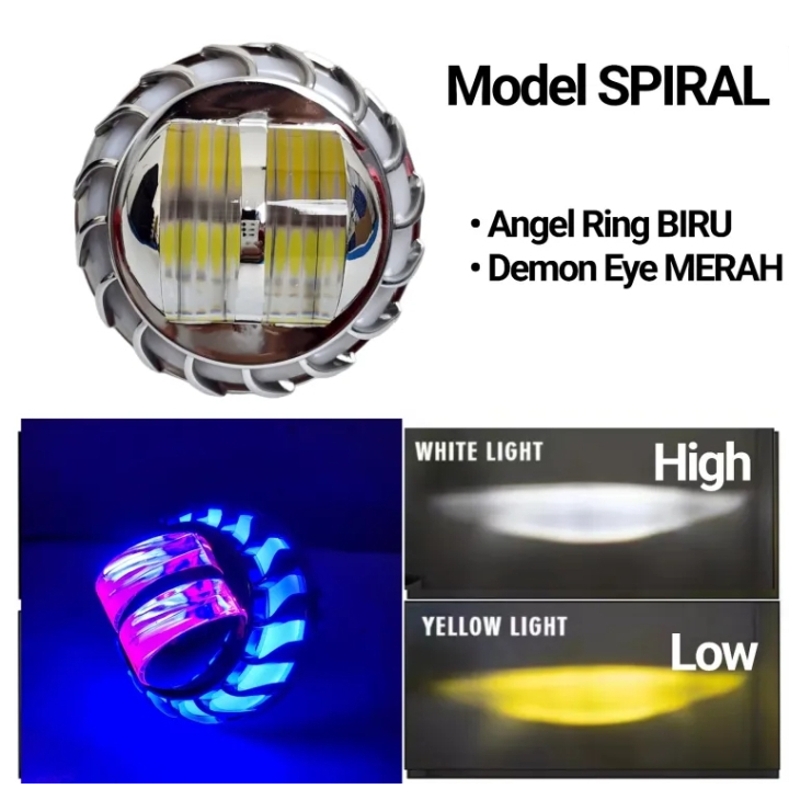 PROMO Lampu Utama Projie Daymaker 2 Lensa mini jauh dekat 2.5inch Putih Kuning Dekat Jauh