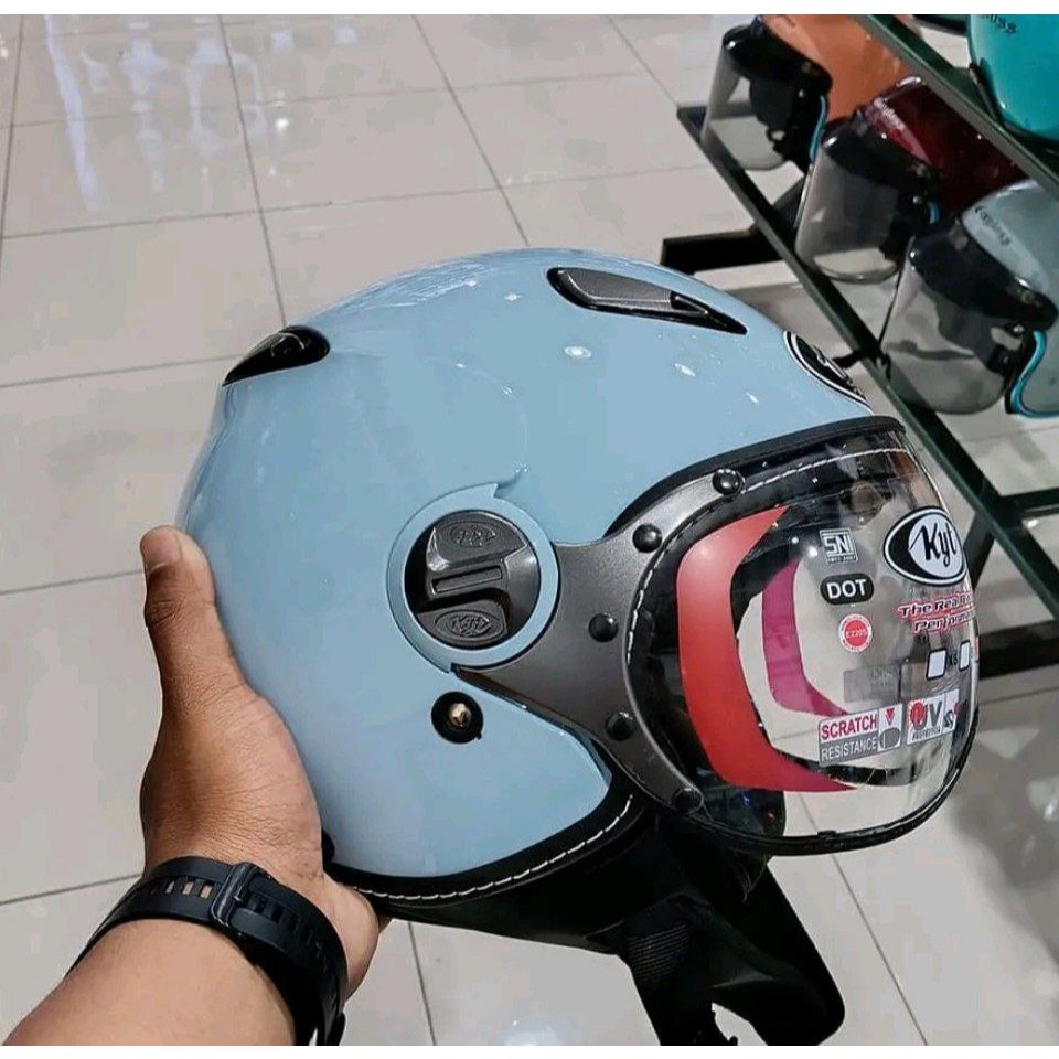 HELM KYT ELSICO STEEL BLUE ORIGINAL MURAH HELM RETRO KYT ELSICO STEEL BLUE ORIGINAL MURAH HELM VESPA