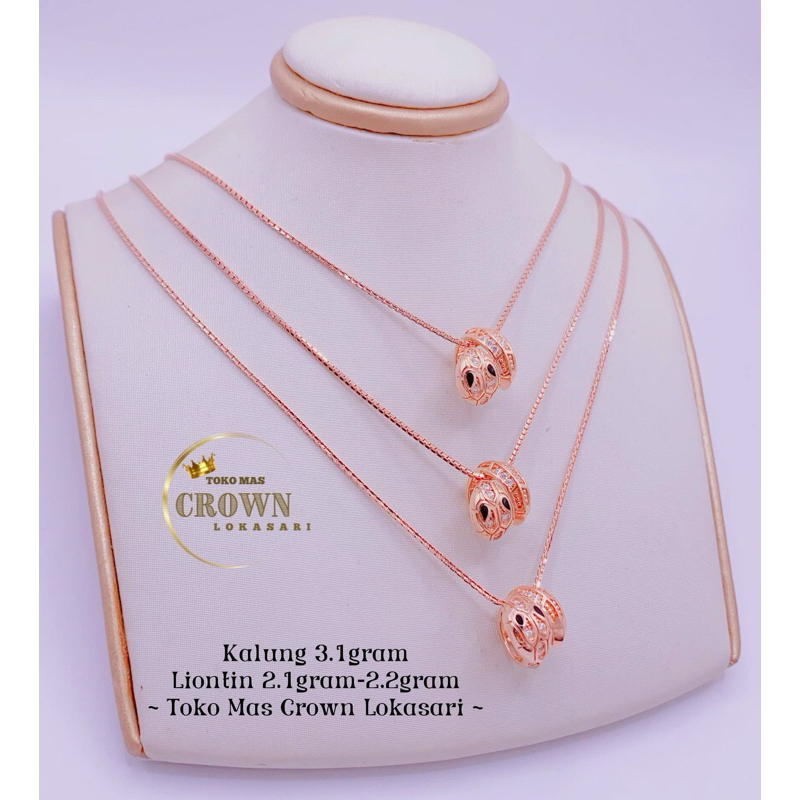 KALUNG SET LIONTIN NEW ARRIVAL ROSE GOLD EMAS ASLI 17k