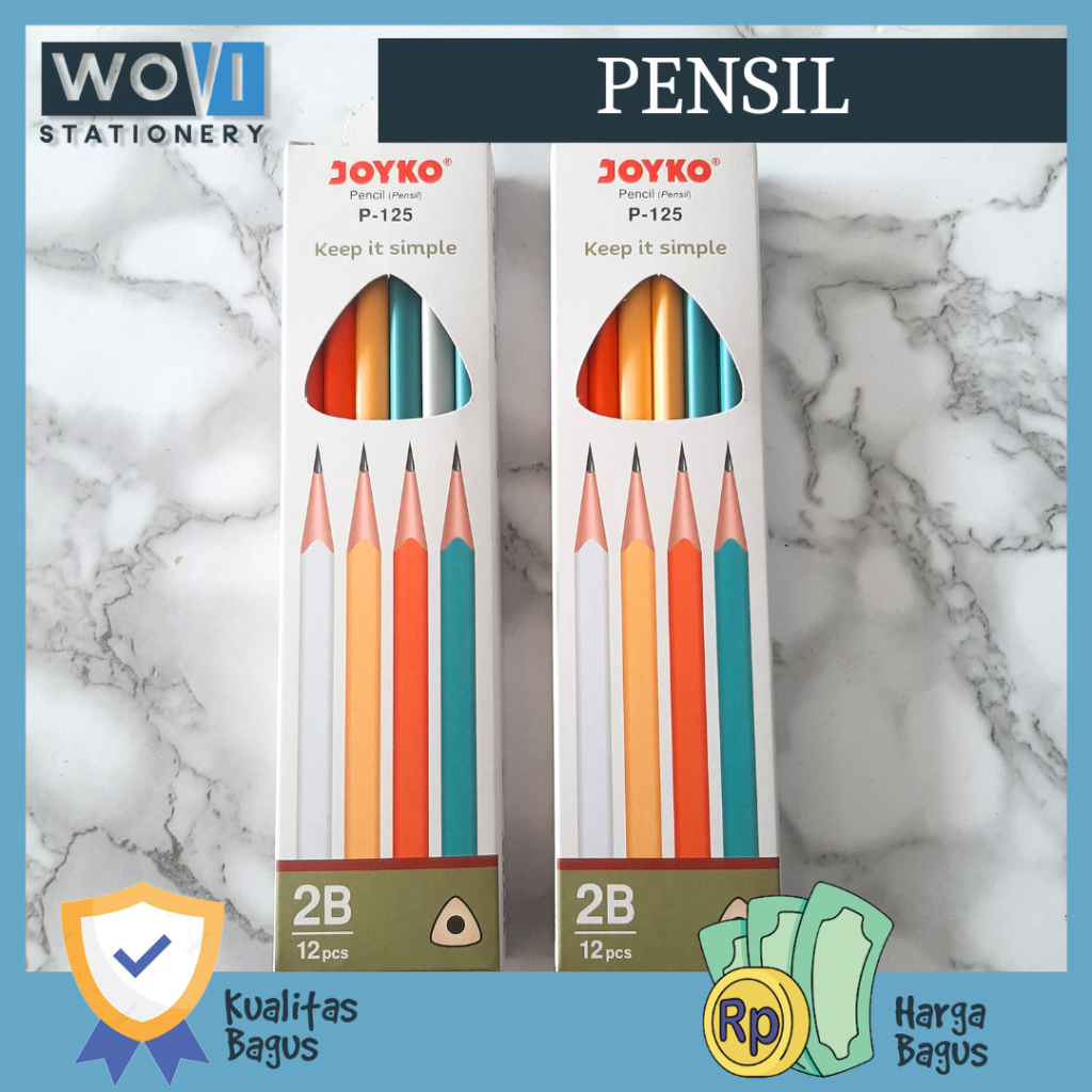 

[WOVI STATIONERY] Pensil 2B kayu P-125 Joyko isi 12pcs / Pensil Murah Joyko P-125 [PAK]