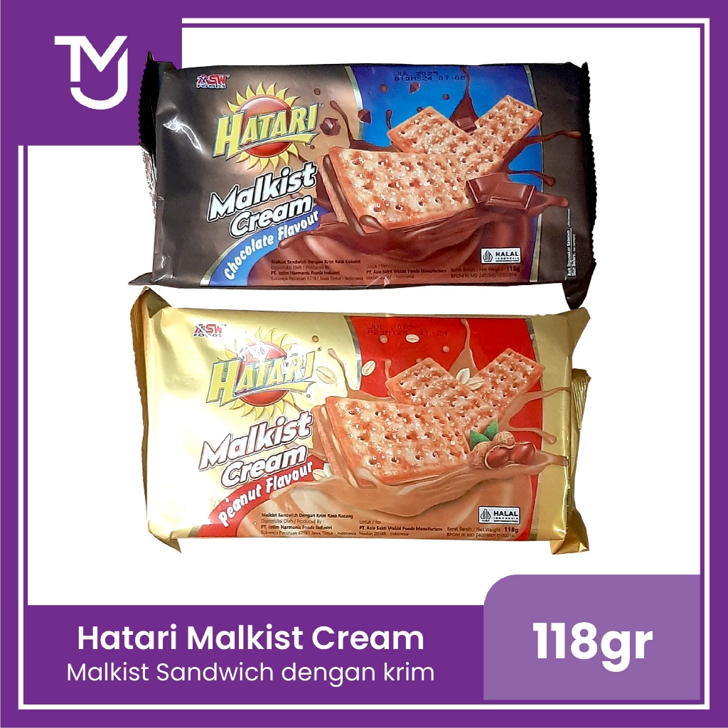 

Biscuit Hatari Malkist Cream 118gr - Biskuit sandwich dengan krim chocolate peanut flavour