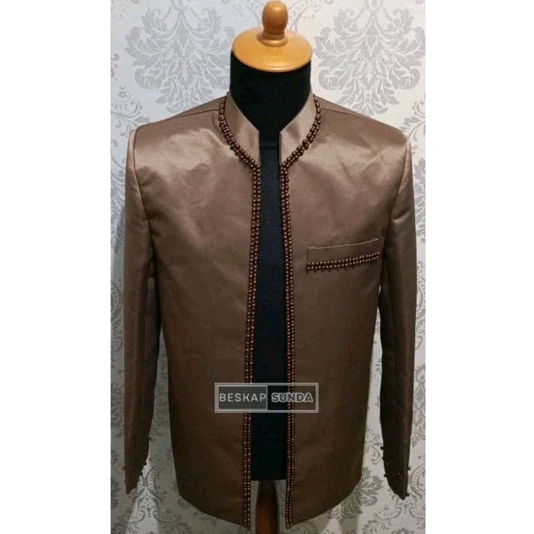 ATASAN BESKAP PENGANTIN TABUR MUTIARA [ ATASAN SAJA TANPA ROMPI, CELANA, DAN PECI ]