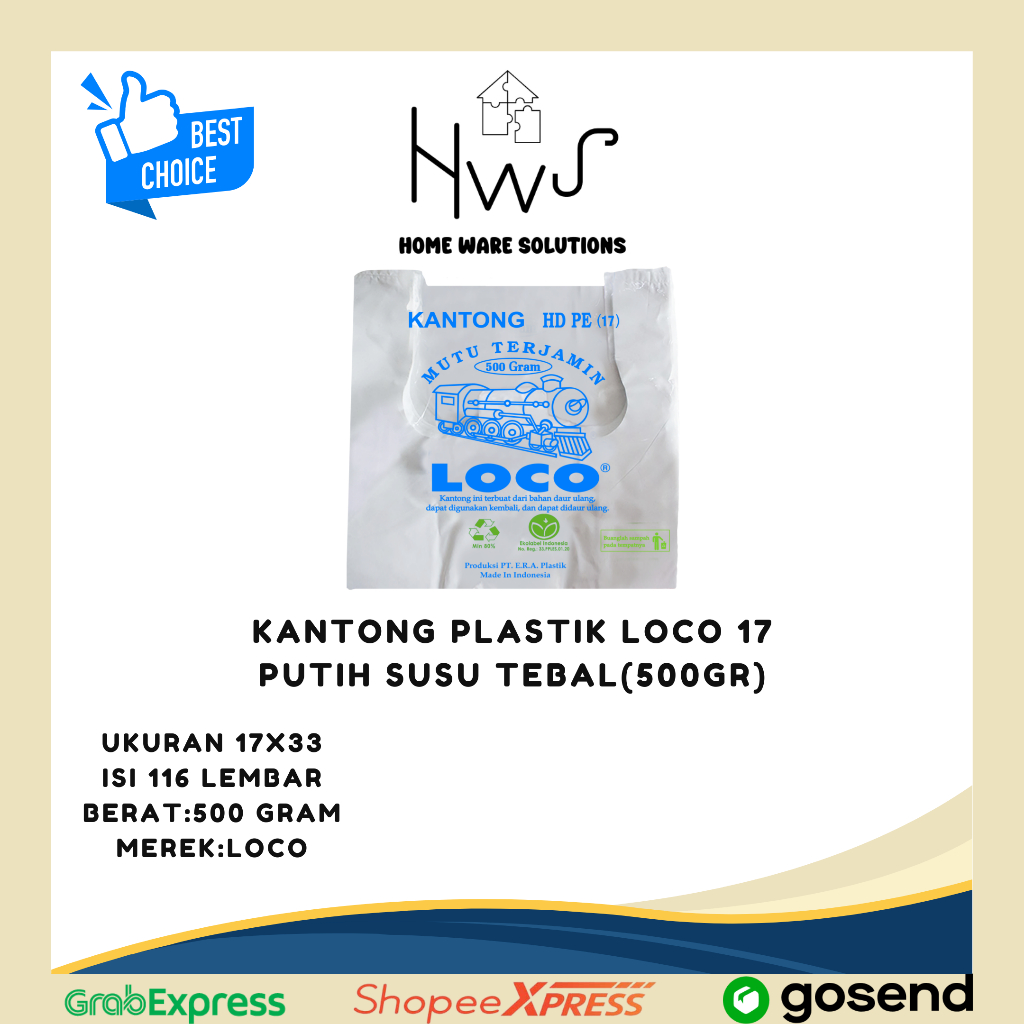 Kantong Plastik Loco 17 Putih Susu Tebal(500gr)