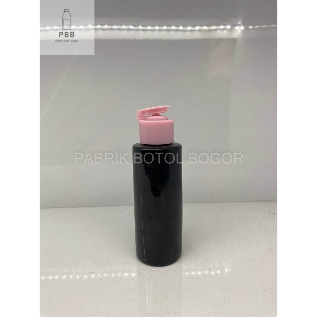 BOTOL RF 100ML HITAM FLIPTOP JAMUR PINK 100 ML PET HITAM FLIPTOP JAMUR
